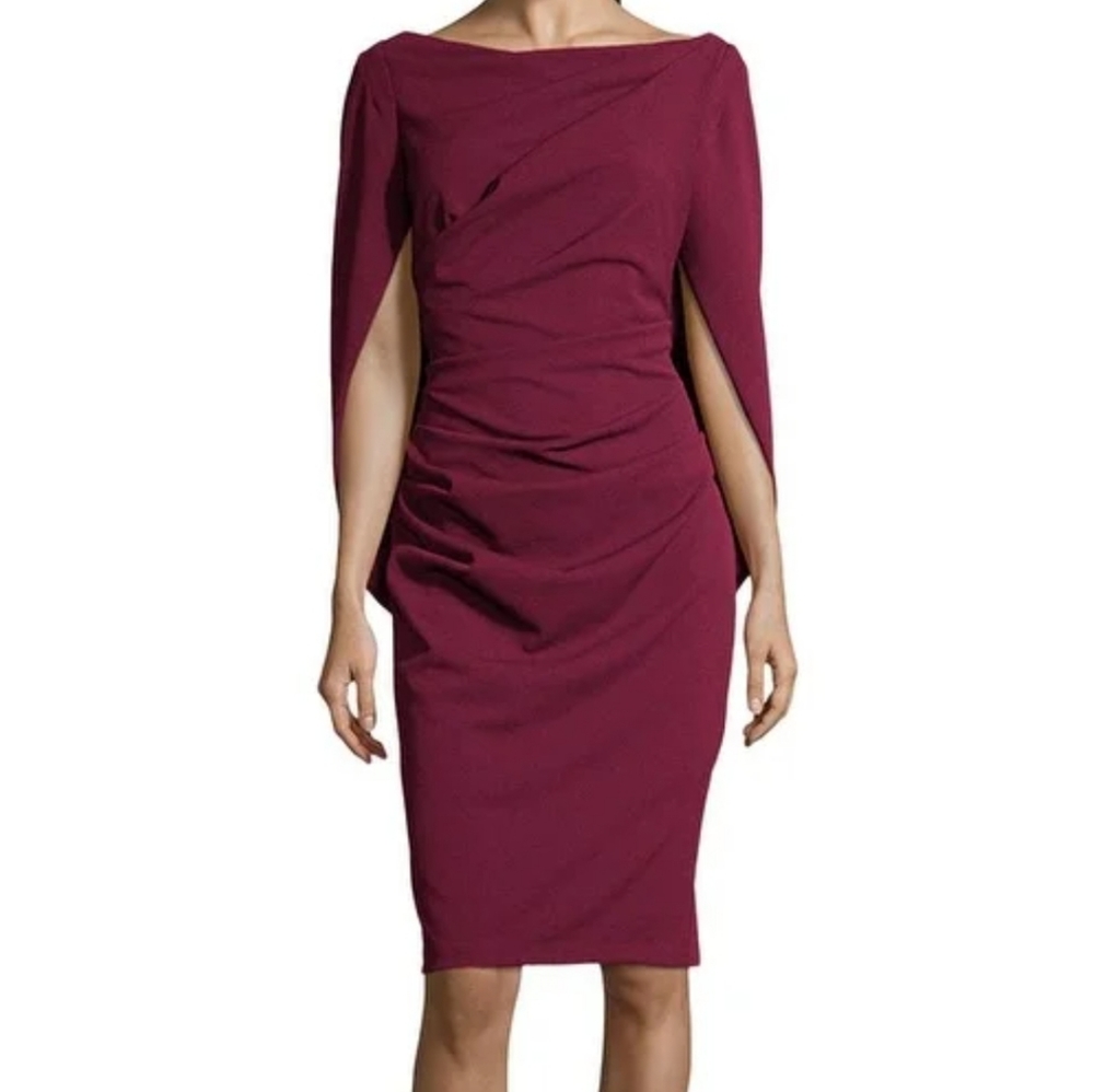 Burgundy Betsy & Adam Cape Dress Size 4